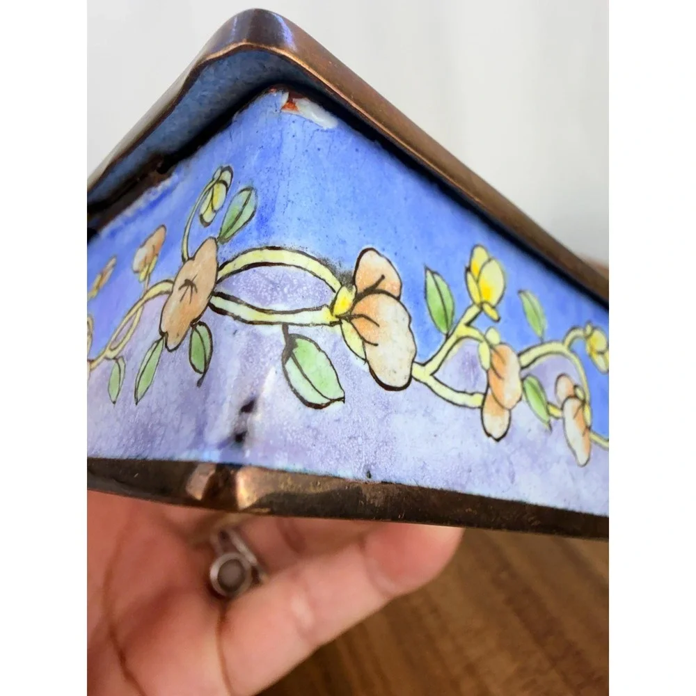 Vintage Sheep Pull Toy Folk Art Trinket Box -Whimsical Enamelware Jewelry Box